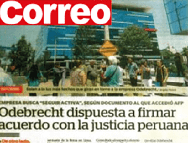 Correo. Odebrecht dispuesta a firmar acuerdo con la justicia peruana